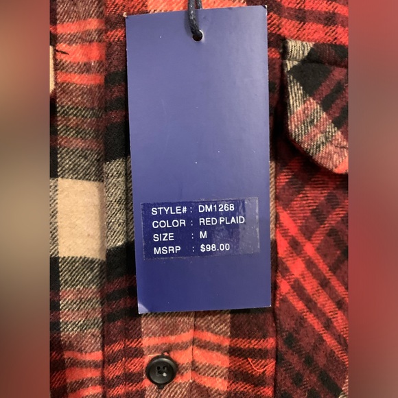NWT Jack South NY Red Plaid Flannel Shirt Jacket Shacket Sherpa Lining Size L - Picture 3 of 9